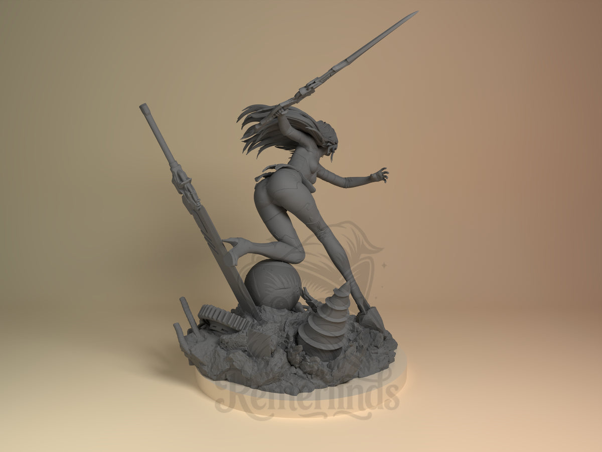 Rear view showing cloak, back armor, or base sculpt detail.