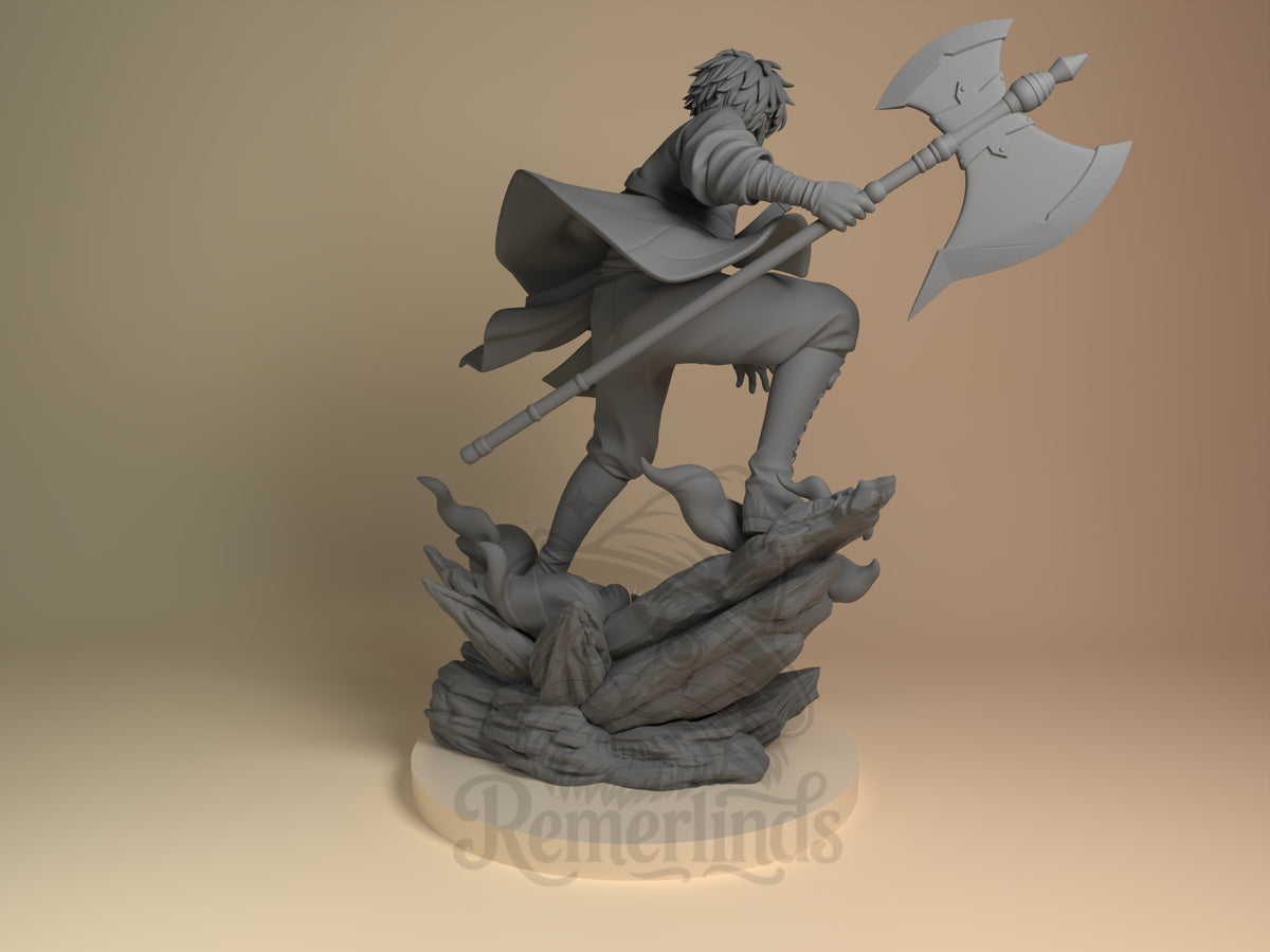 Rear view showing cloak, back armor, or base sculpt detail.