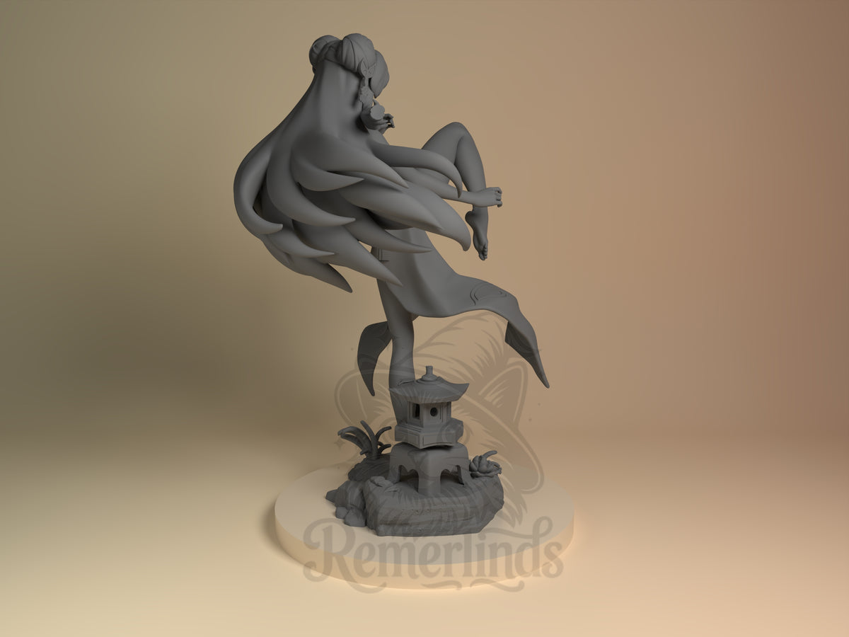 Rear view showing cloak, back armor, or base sculpt detail.