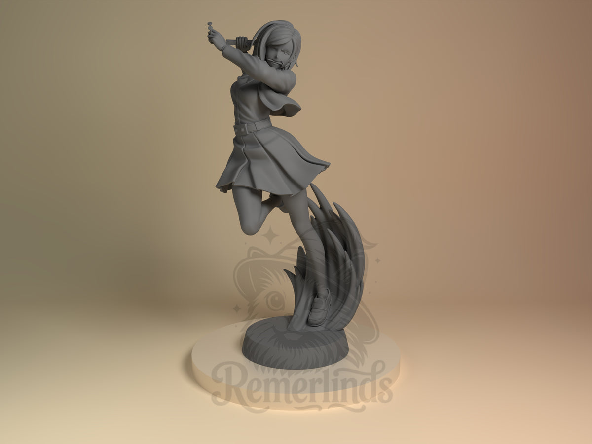 Front view of Nobara Kugisaki from Jujutsu Kaisen, an unpainted resin figure on a sculpted base.