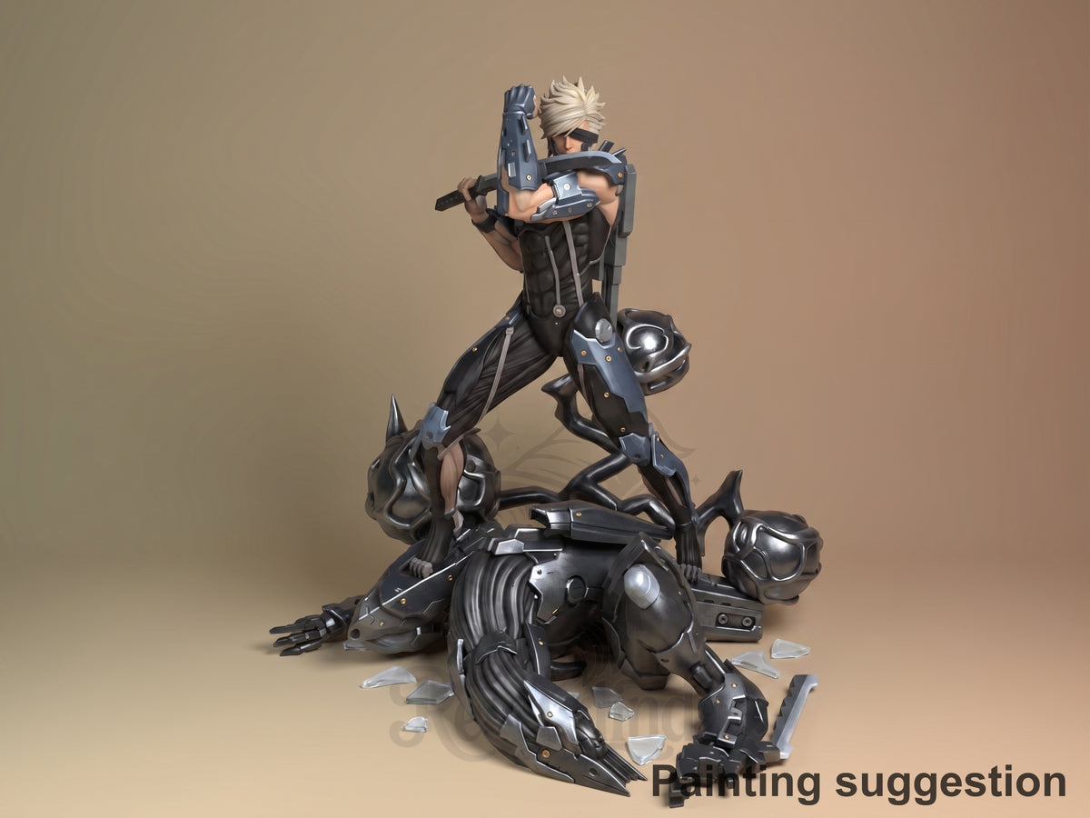 Thunderblade Cyborg Tactical Stealth Ops 3D printed resin figure by Nomnom, colored view.