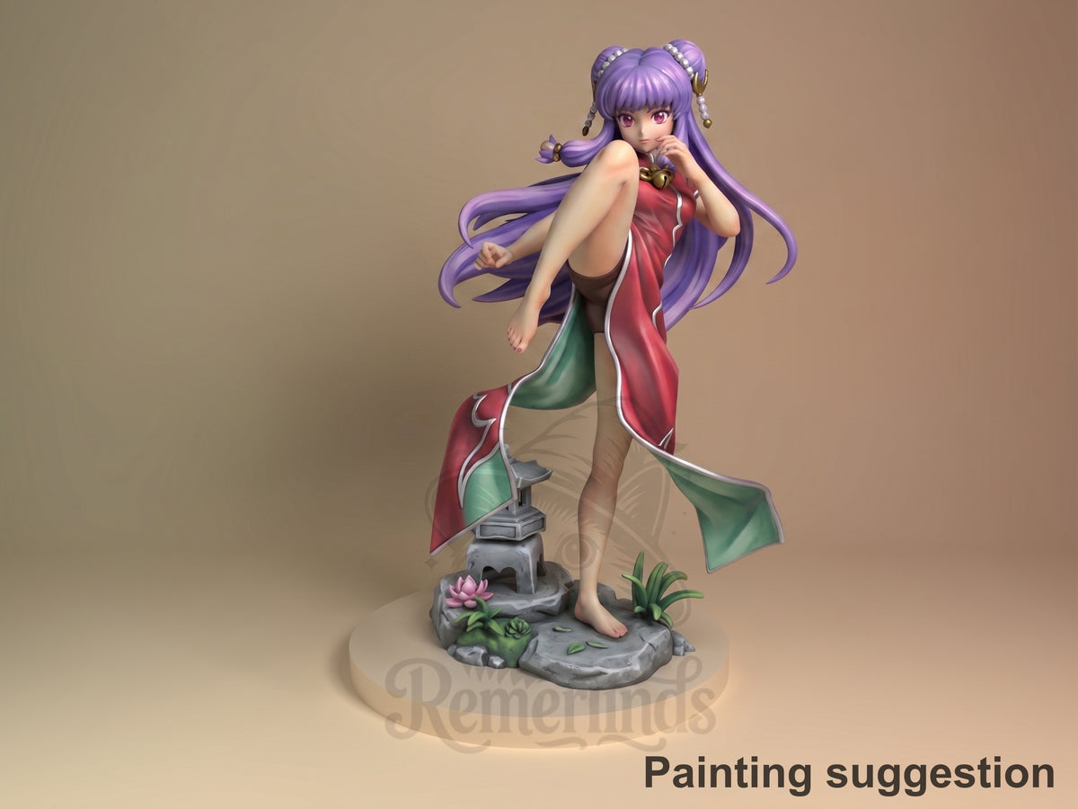 Female Martial Artist Half-and-Half Dojo 3D printed resin figure by Nomnom, colored view.