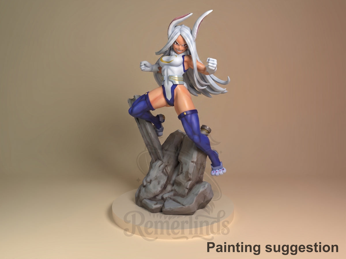 Mira the Rabbit Hero Champion Academy 3D printed resin figure by Nomnom, colored view.