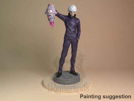 Six-Eyes Sensei Cursed Sorcery Academy 3D printed resin figure by Nomnom, colored view.