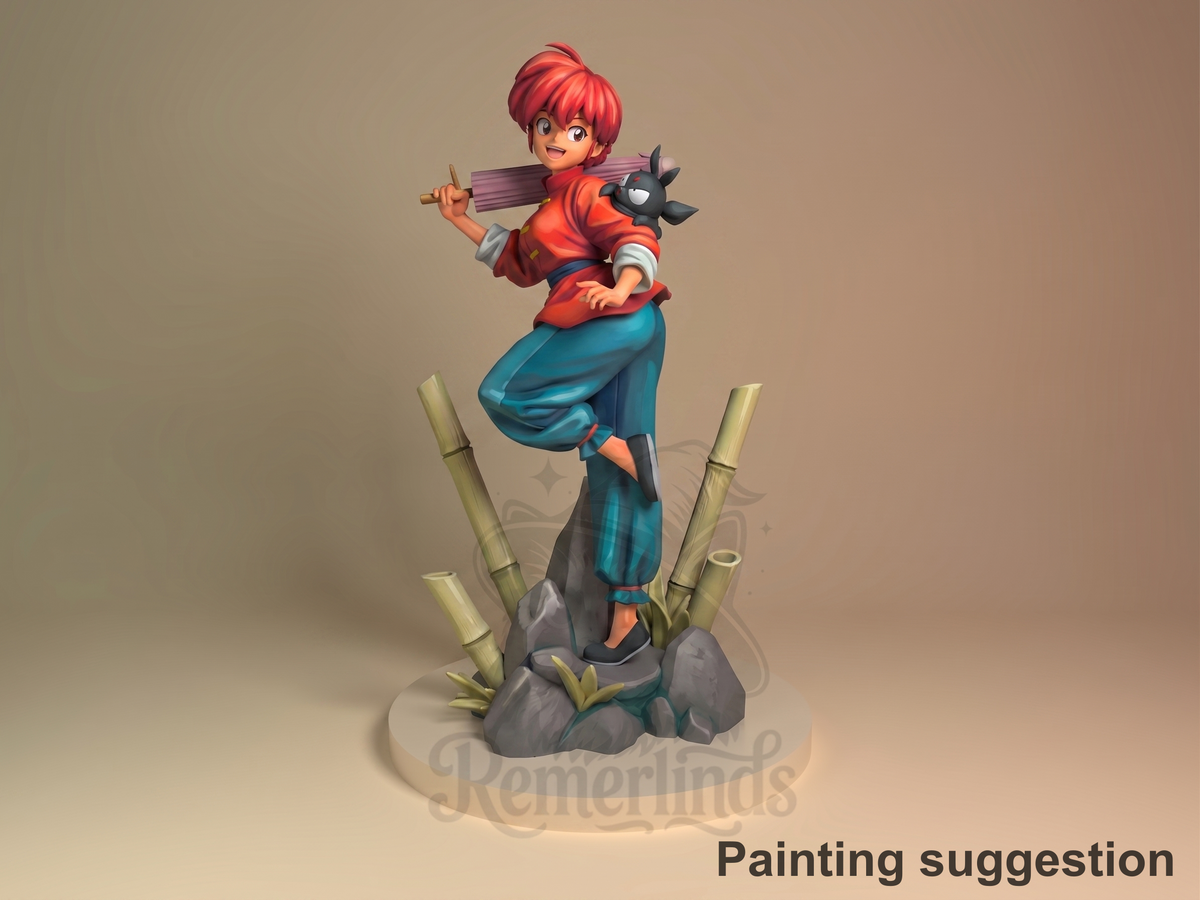 Ramma Half-and-Half Dojo 3D printed resin figure by Nomnom, colored view.