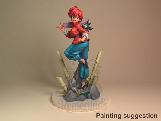 Ramma Half-and-Half Dojo 3D printed resin figure by Nomnom, colored view.