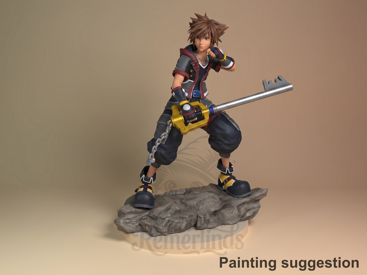Keybearer Sky Heartbound Kingdom 3D printed resin figure by Nomnom, colored view.