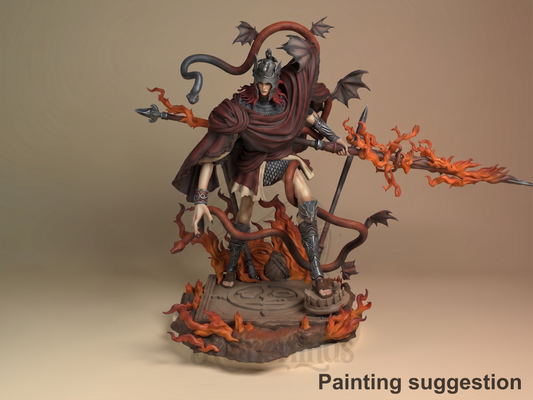 Crimson Harrower Elder Realm 3D printed resin figure by Nomnom, colored view.