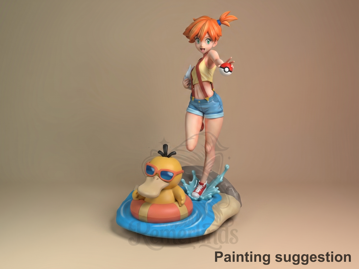 Misty Pocket Specters 3D printed resin figure by Nomnom, colored view.