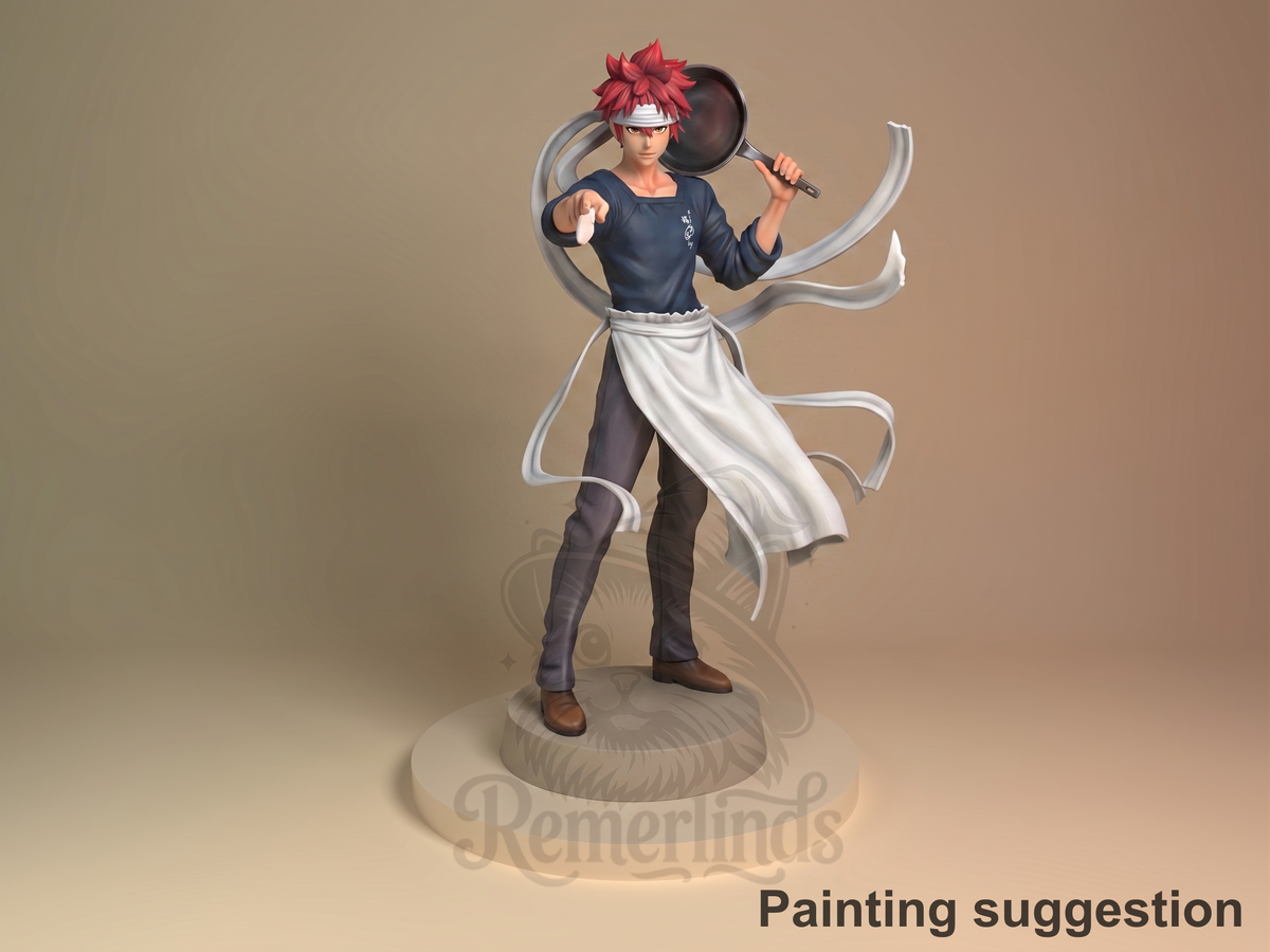 Soma Yukimura Cuisine Wars 3D printed resin figure by Nomnom, colored view.