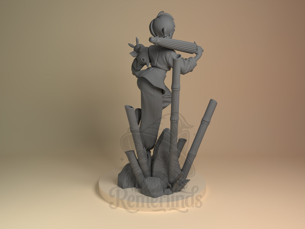 Left side angle showing gesture, weapon, or outfit detail.