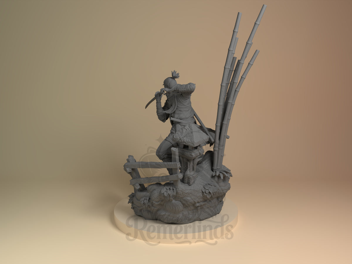 Left side angle showing gesture, weapon, or outfit detail.