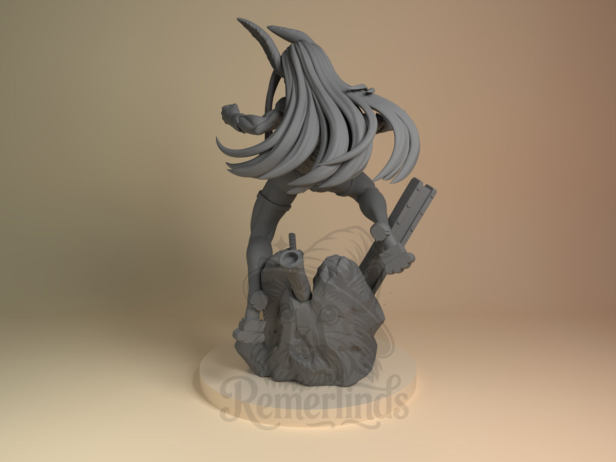 Left side angle showing gesture, weapon, or outfit detail.