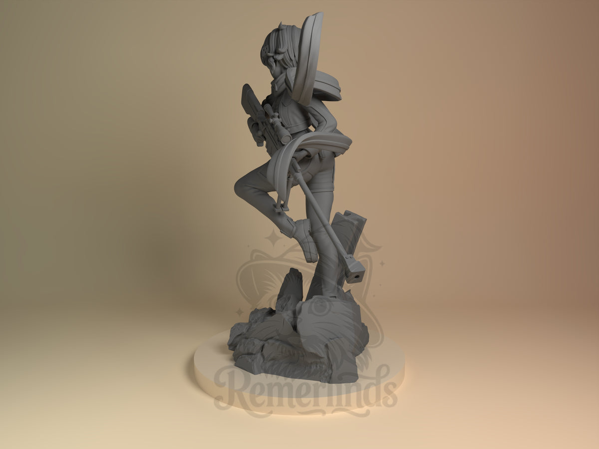 Left side angle showing gesture, weapon, or outfit detail.