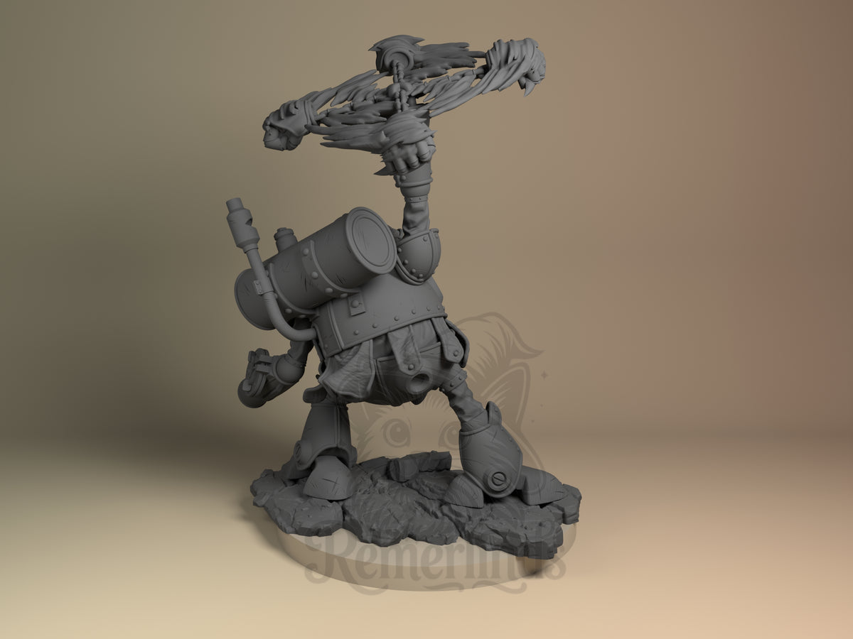 Rear view showing cloak, back armor, or base sculpt detail.