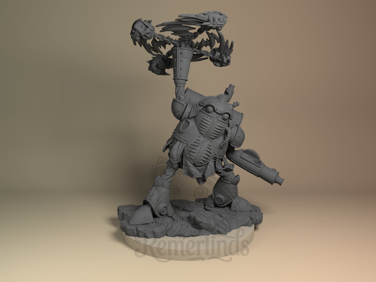 Robo from Chrono Trigger is an unpainted resin figure, front-facing on a rocky base.