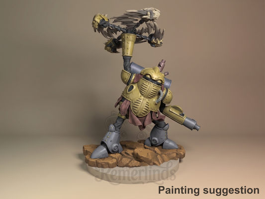 Robo Chrono Trigger 3D printed resin figure by Nomnom, colored view.