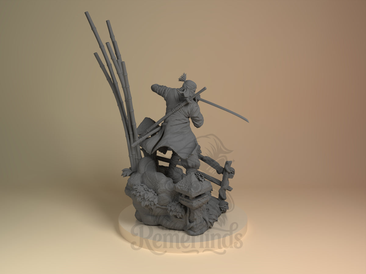 Right side angle highlighting notable pose or armor/prop feature.