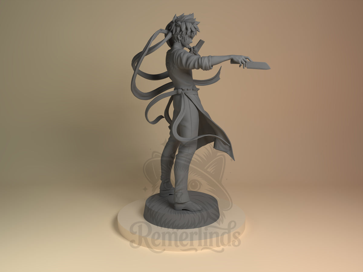 Right side angle highlighting notable pose or armor/prop feature.