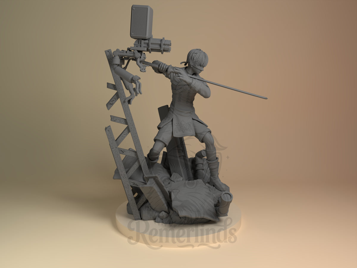 Right side angle highlighting notable pose or armor/prop feature.