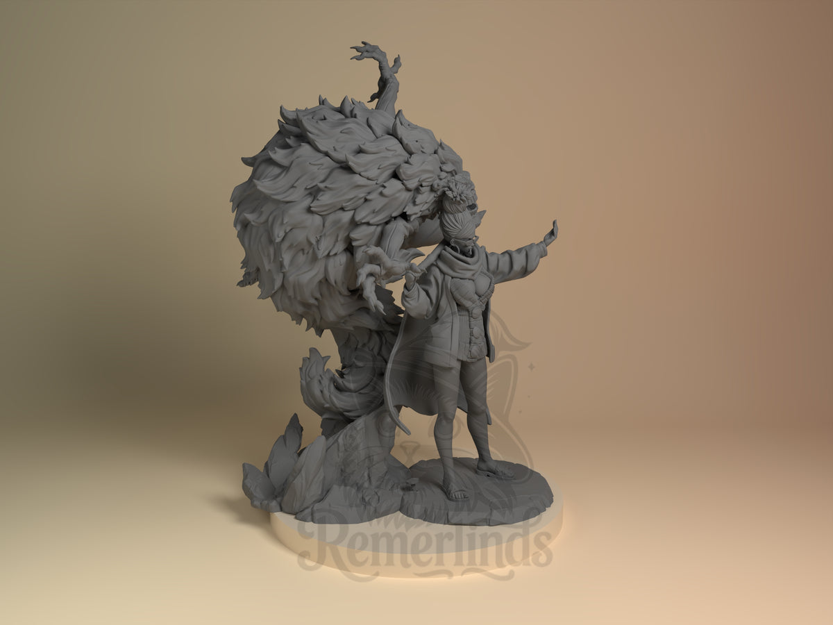 Right-side view of Seiko & Granny from Dandadan, an unpainted resin figure on a sculpted base.