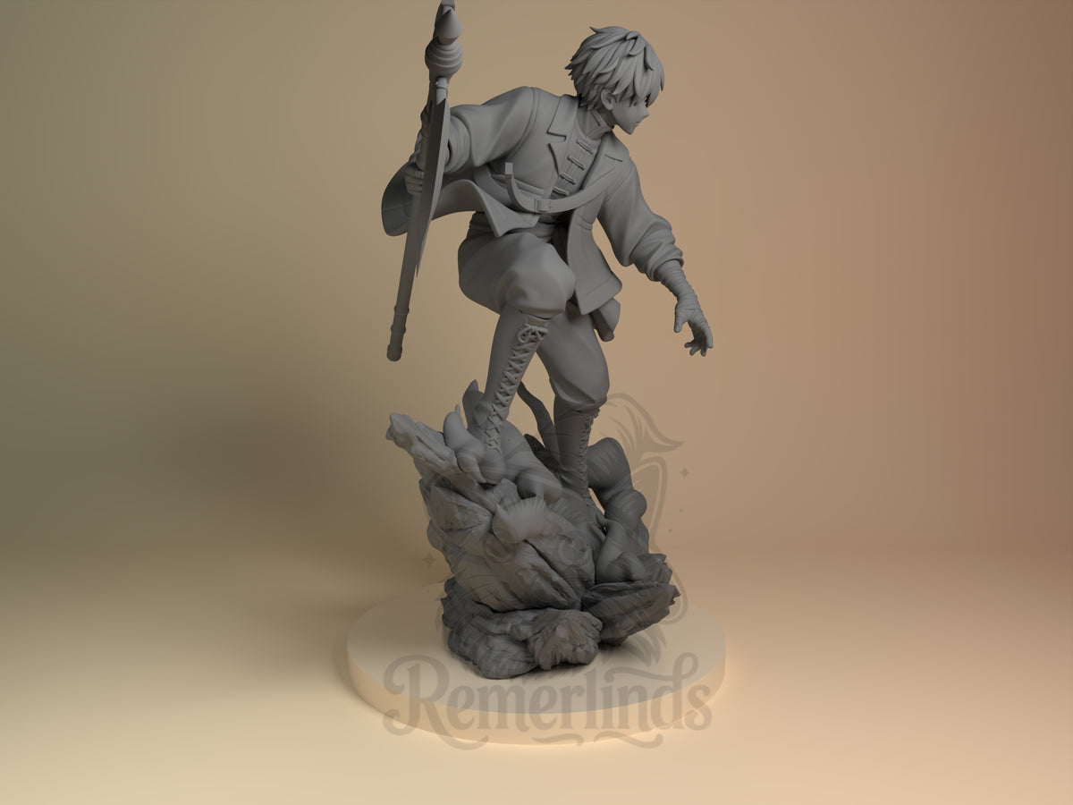 Right side angle highlighting notable pose or armor/prop feature.