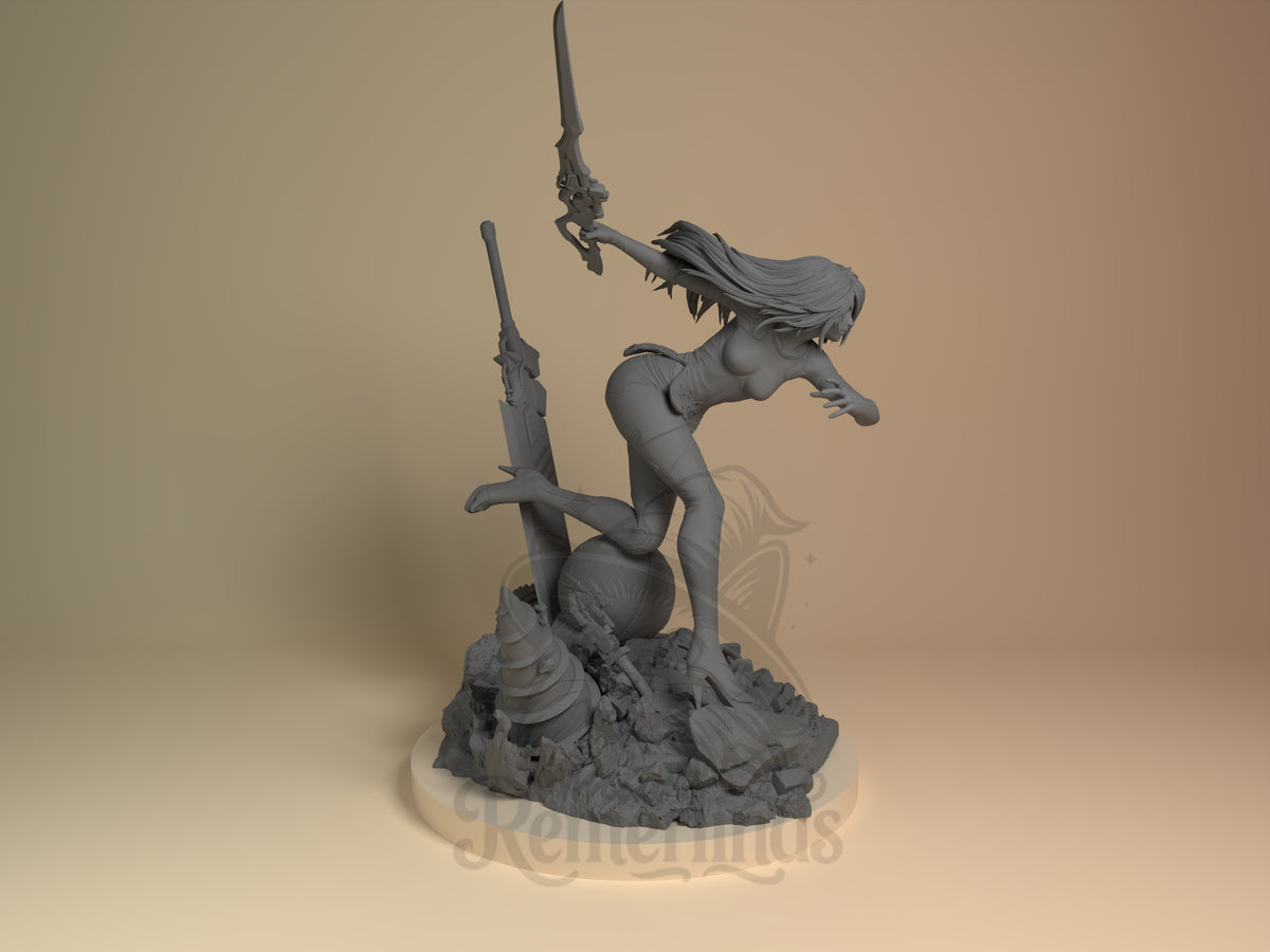 Right side angle highlighting notable pose or armor/prop feature.